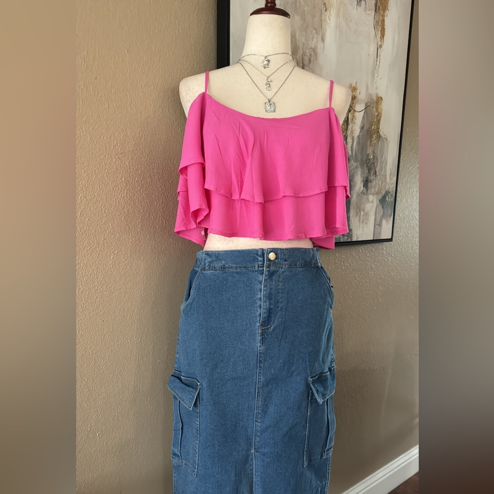 Pink Ruffle Off-Shoulder Top - Picture 8 of 8